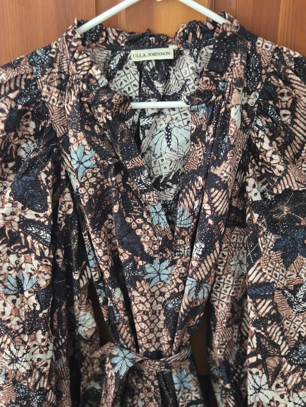 Ulla Johnson Black Printed Maxi Dress with Brown & Light Blue Accents - Picture 3 of 7